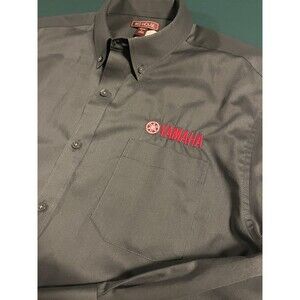 NEW Yamaha Motor Company Logo Long Sleeve Button Shirt LARGE Racing Motorcycle